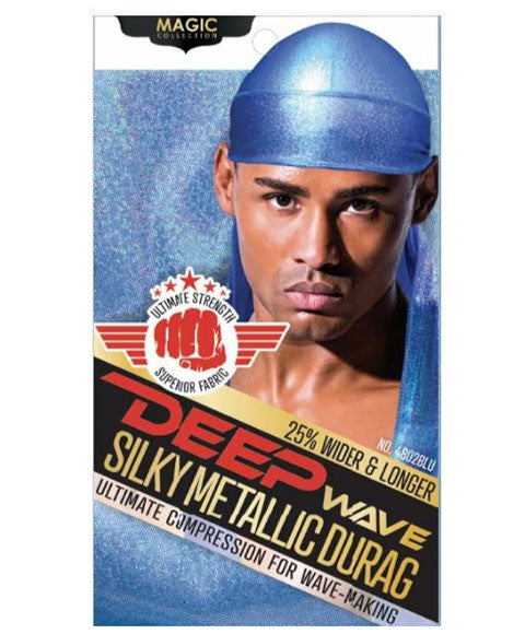 MAGIC COLLECTION DEEP WAVE SILKY METALLIC DURAG 4802BLU Color Blue Durags and Caps Asetena Pa