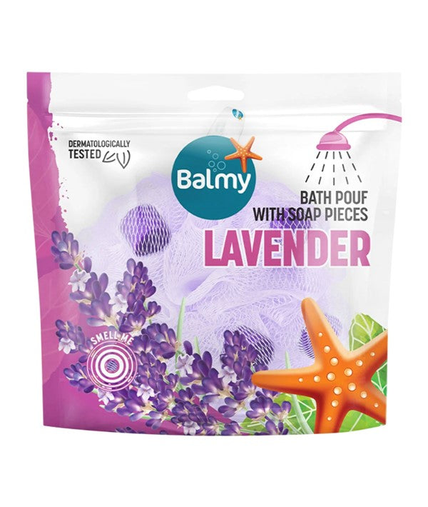 BATH POUF WITH LAVENDER SOAP PIECES Skin Wash Asetena Pa