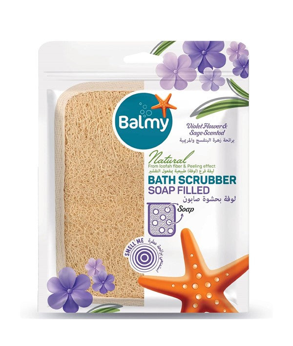 BATH SCRUBBER VIOLET FLOWER AND SAGE SCENTED SOAP FILLED Skin Wash Asetena Pa