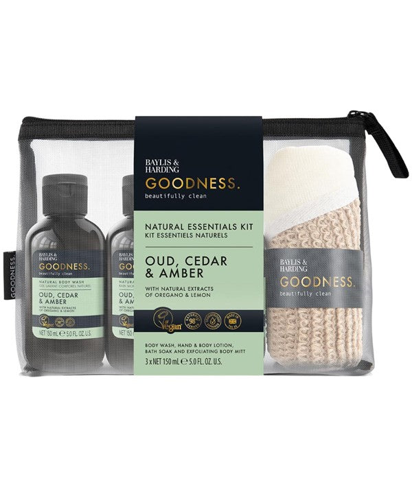 GOODNESS OUD CEDAR AND AMBER NATURAL ESSENTIALS KIT 3 x 150 ml Skin Care Bundles Asetena Pa