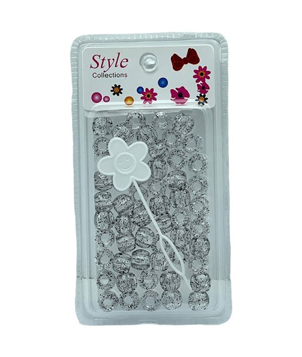 STYLE COLLECTION HAIR BEADS BD017 SILVER SPARKLE Kids Hair Accessories Asetena Pa