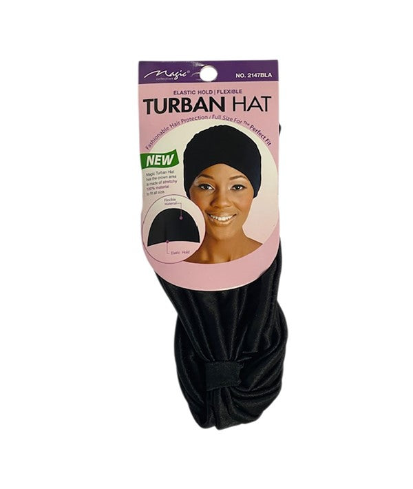 MAGIC COLLECTION CLASSIC TURBAN HAT Color Black 2147 Durags and Caps Asetena Pa