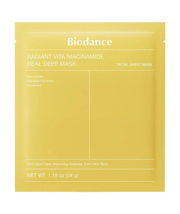 RADIANT VITA NIACINAMIDE REAL DEEP MASK 4 Sheets x 1.19 oz Korean Skincare Asetena Pa