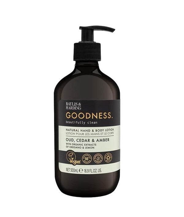 GOODNESS OUD CEDAR AND AMBER NATURAL HAND BODY LOTION 500 ml Skin Moisturizing Asetena Pa