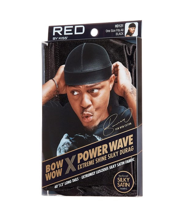 RED BY KISS BOW WOW X POWER WAVE EXTREME SHINE SILKY DURAG HD121 one size fits all Color Black Durags and Caps Asetena Pa