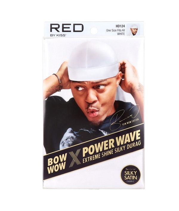 RED BY KISS BOW WOW X POWER WAVE EXTREME SHINE SILKY DURAG HD124 one size fits all Color White Durags and Caps Asetena Pa