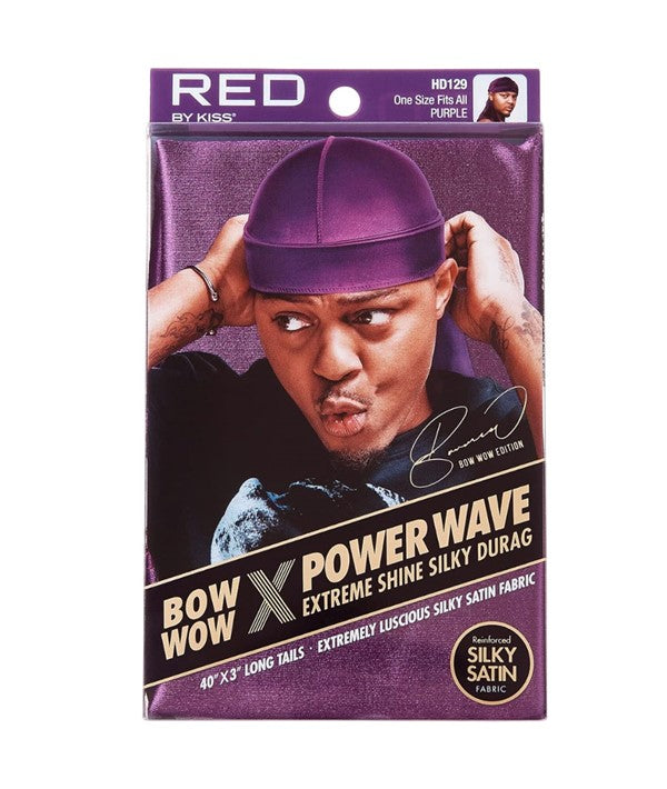 RED BY KISS BOW WOW X POWER WAVE EXTREME SHINE SILKY DURAG HD129 one size fits all Color Purple Durags and Caps Asetena Pa