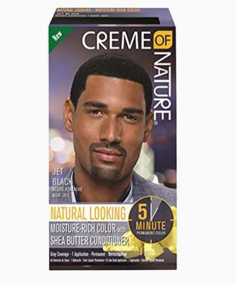 MENS MOISTURE RICH HAIR COLOR WITH SHEA BUTTER CONDITIONER JET BLACK 1 Application Hair Color Asetena Pa