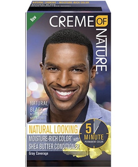 MENS MOISTURE RICH HAIR COLOR WITH SHEA BUTTER CONDITIONER NATURAL BLACK 1 Application Color Natural Black Men Hair Dye Asetena Pa