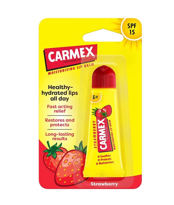 CARMEX MOISTURISING LIP BALM TUBE STRAWBERRY 10 g Lips Asetena Pa