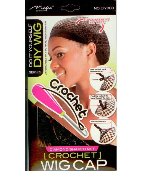 DIY SERIES CROCHET DIAMOND SHAPED NET WIG CAP DIY008 Color Black Extensions Accessories Asetena Pa