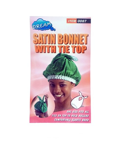 SATIN BONNET WITH TIE TOP 0087 Durags and Caps Asetena Pa