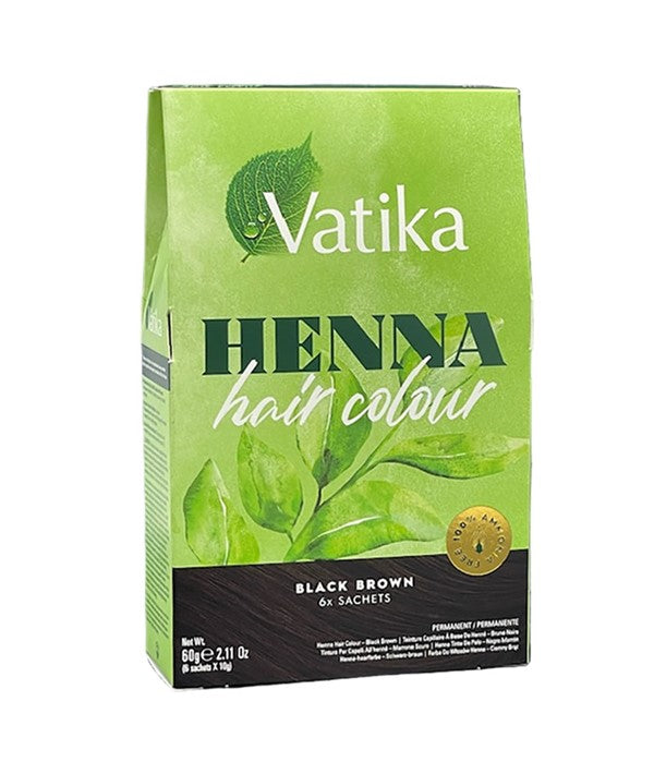 VATIKA HENNA PERMANENT HAIR COLOR BLACK BROWN 60 g Hair Color Asetena Pa