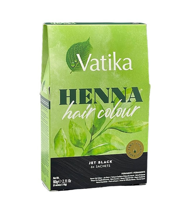 VATIKA HENNA PERMANENT HAIR COLOR JET BLACK 60 g Hair Color Asetena Pa