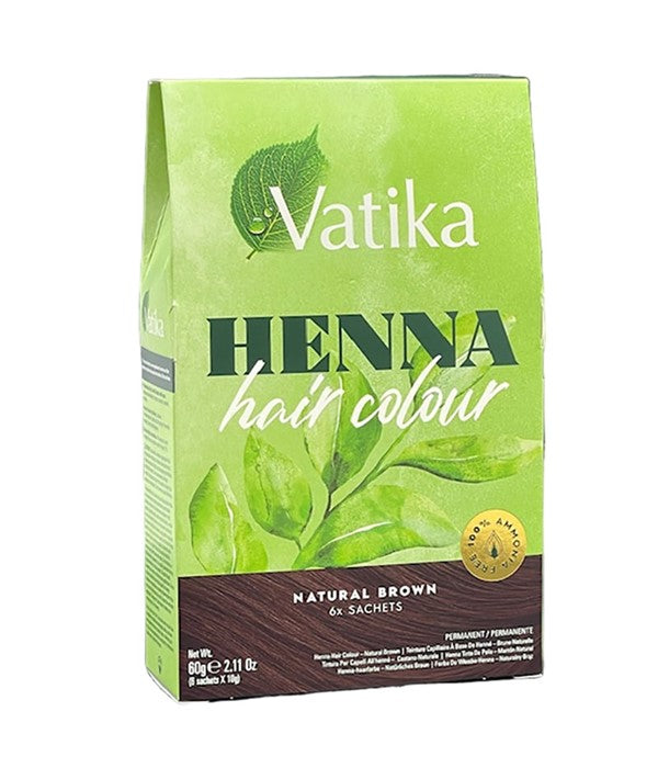 VATIKA HENNA PERMANENT HAIR COLOR NATURAL BROWN 60 g Hair Color Asetena Pa