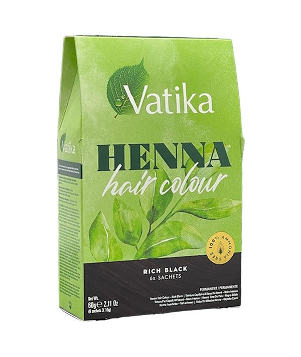 VATIKA HENNA PERMANENT HAIR COLOR RICH BLACK 60 g Hair Color Asetena Pa