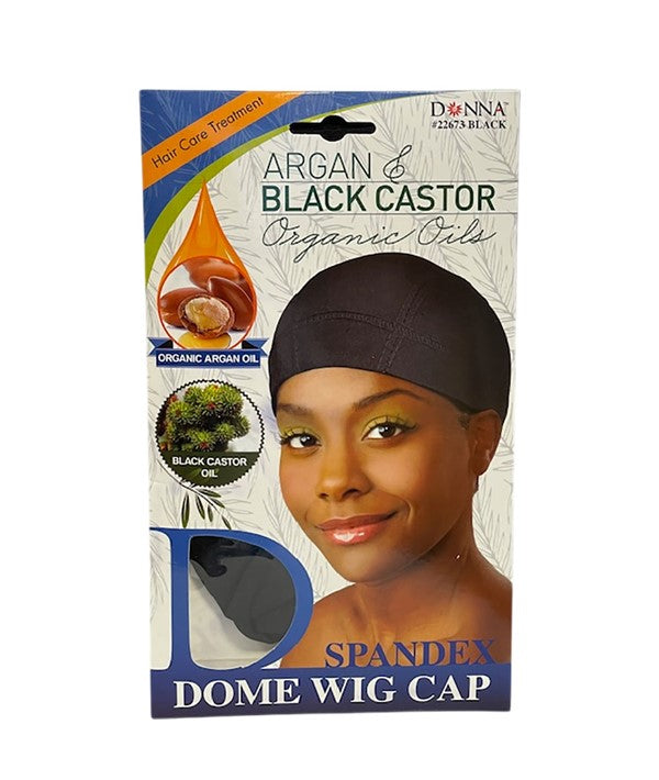 DONNA ARGAN AND BLACK CASTOR SPANDEX DOME WIG CAP 22673 BLACK Durags and Caps Asetena Pa