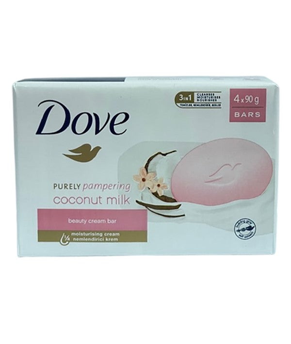 DOVE PURELY PAMPERING COCONUT MILK BEAUTY CREAM BAR 4x 90g Body Care Asetena Pa
