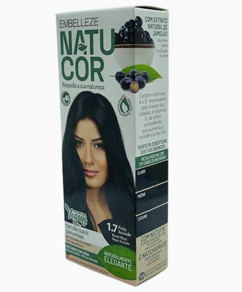 NATUCOR VEGAN AMMONIA FREE PERMANENT COLOR 1.7 BLUISH BLACK Hair Color Asetena Pa