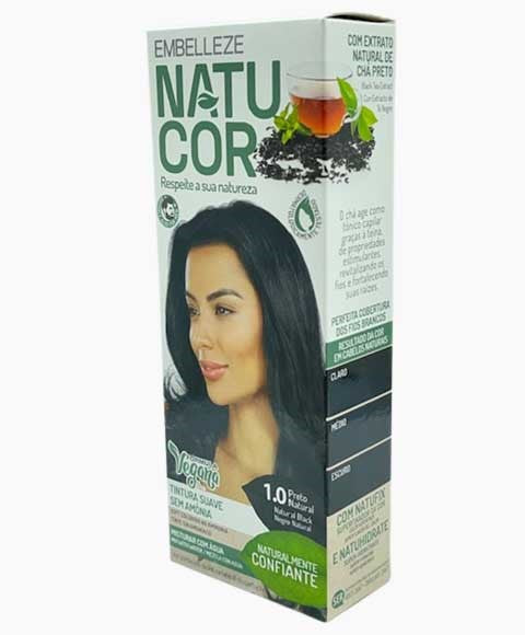 NATUCOR VEGAN AMMONIA FREE PERMANENT COLOR 1.0 NATURAL BLACK Hair Color Asetena Pa