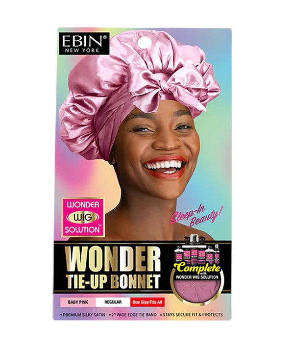 EBIN WONDER TIE UP BONNET REGULAR Regular Color Baby Pink Durags and Caps Asetena Pa