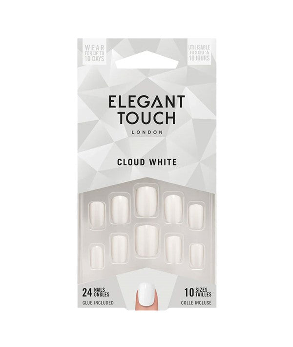 ELEGANT TOUCH CLOUD WHITE NAIL WITH GLUE 24 Nails Nails Asetena Pa