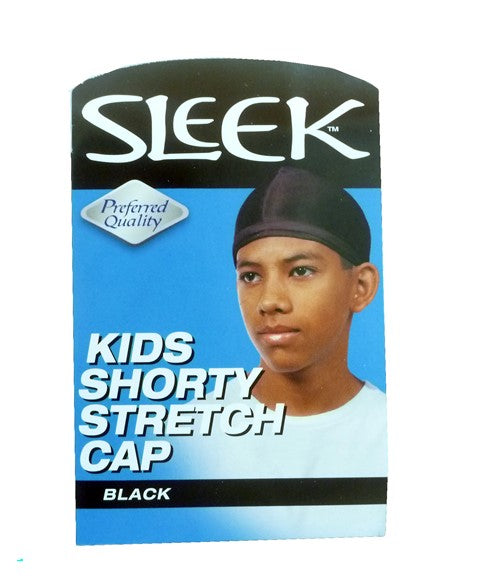SLEEK KIDS SHORT STRETCH CAP Color Black Durags and Caps Asetena Pa