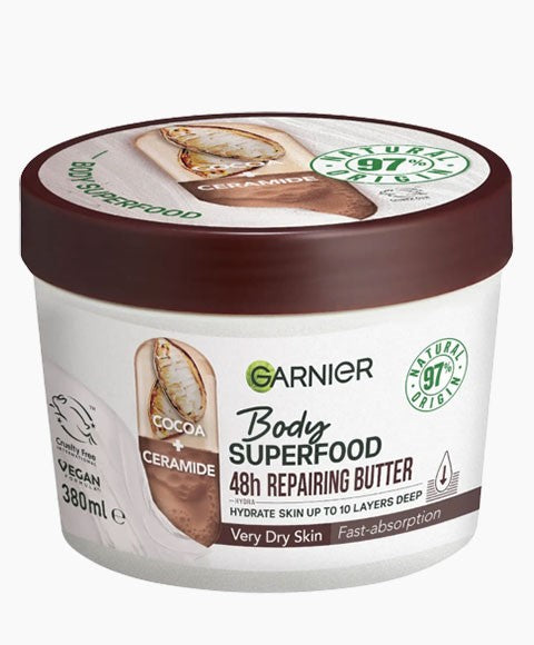 GARNIER BODY SUPERFOOD COCOA PLUS CERAMIDE 48H REPAIRING BUTTER 380 ml Skin Moisturizing Asetena Pa