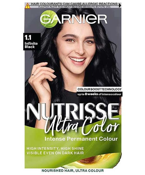 NUTRISSE ULTRA COLOR INTENSE PERMANENT COLOR 1.1 INFINITE BLACK Hair Color Asetena Pa