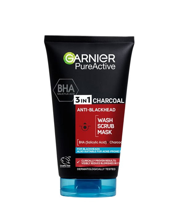 SKIN ACTIVE PURE ACTIVE 3IN1 CHARCOAL ANTI BLACKHEAD WASH 150 ml Skin Wash Asetena Pa