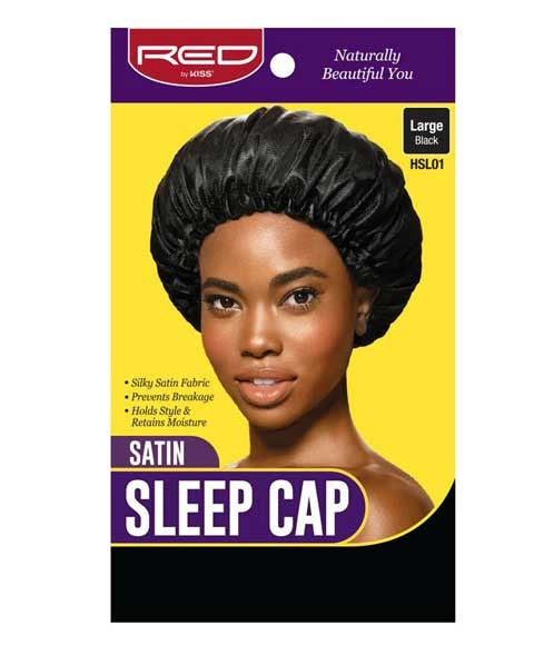 SATIN SLEEP CAP BLACK HSL01 Large Durags and Caps Asetena Pa