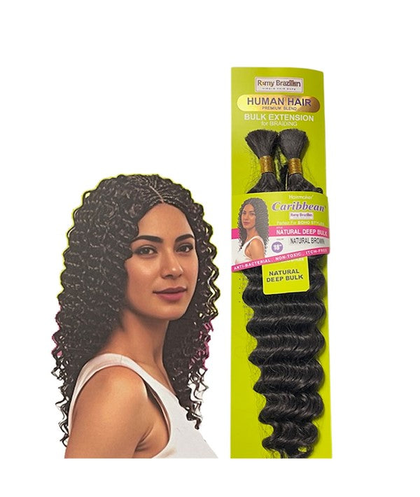 BRAZILIAN HUMAN HAIR PREMIUM BLEND NATURAL DEEP BULK 18" Color Natural Brown Human Hair Braids Asetena Pa