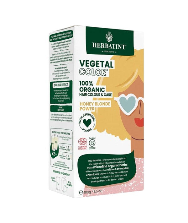 HERBATINT VEGETAL ORGANIC HAIR COLOR HONEY BLONDE POWER 100 g Hair Color Asetena Pa