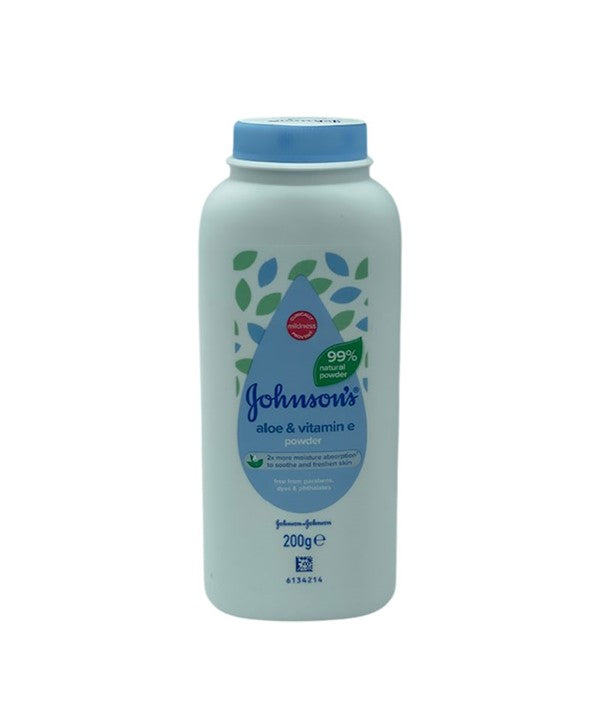 JOHNSONS BABY ALOE VERA AND VITAMIN E POWDER 200 g Body Care Asetena Pa