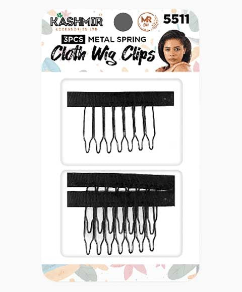 KASHMIR METAL SPRING CLOTH WIG CLIPS 5511 3 pcs Color Black Kids Hair Accessories Asetena Pa