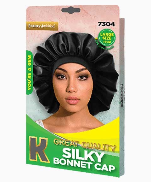 BEAUTY AMBITION GREAT QUALITY SILKY BONNET CAP 7304 Large Color Black Durags and Caps Asetena Pa