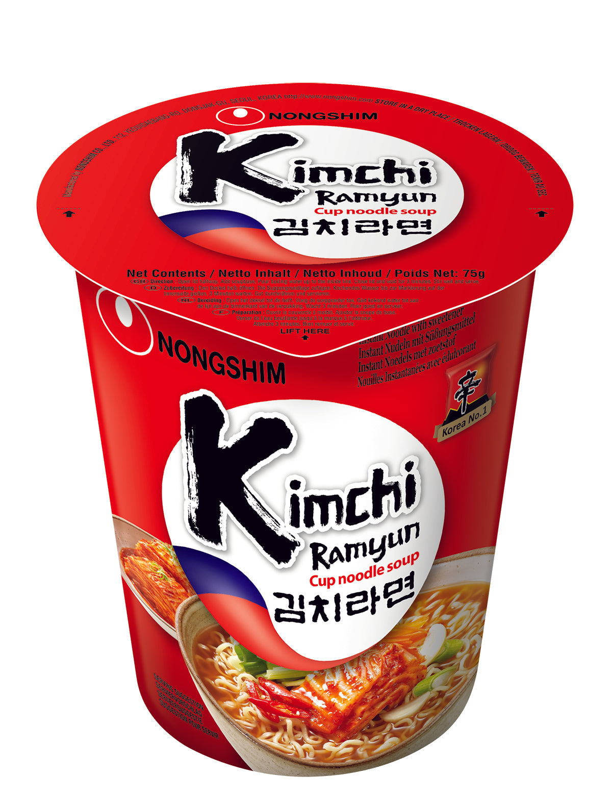 Nongshim Kimichi Ramun Noodles Cup 6x75g
