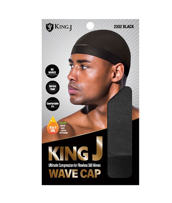 KING J ULTIMATE COMPRESSION WAVE CAP 2302 Color Black Durags and Caps Asetena Pa