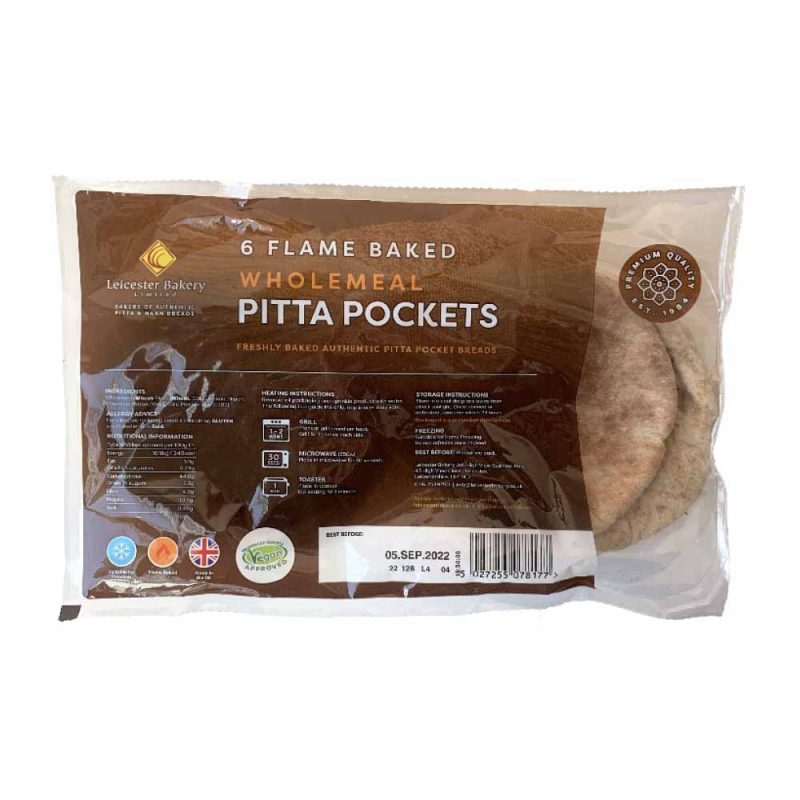 Leicester Bakery Wholemeal Pocket Pitta Bread 1x6's