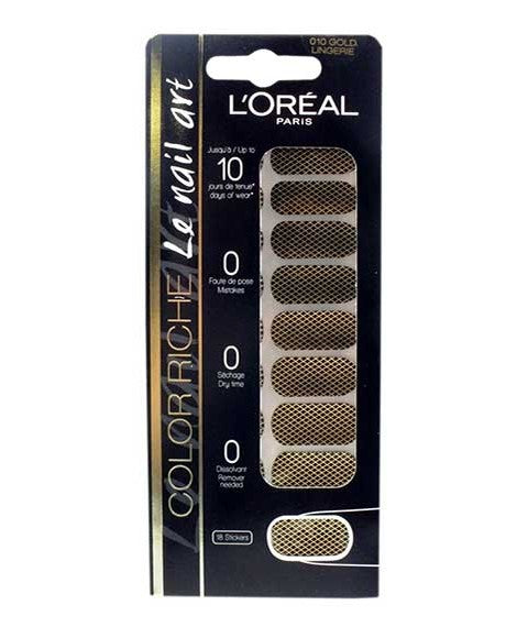 COLOR RICHE LE NAIL ART 010 GOLD LINGERIE 18 Stickers Nails Asetena Pa