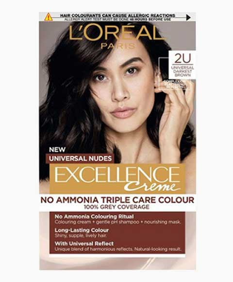 EXCELLENCE CREME NO AMMONIA TRIPLE CARE HAIR COLOUR 2U UNIVERSAL DARKEST BROWN Hair Color Asetena Pa