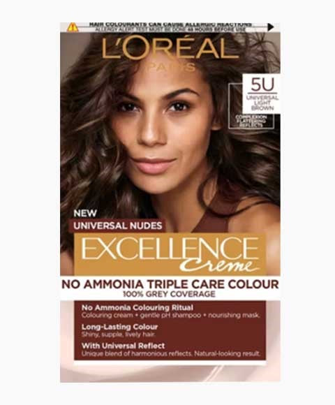 EXCELLENCE CREME NO AMMONIA TRIPLE CARE HAIR COLOUR 5U UNIVERSAL LIGHT BROWN Hair Color Asetena Pa