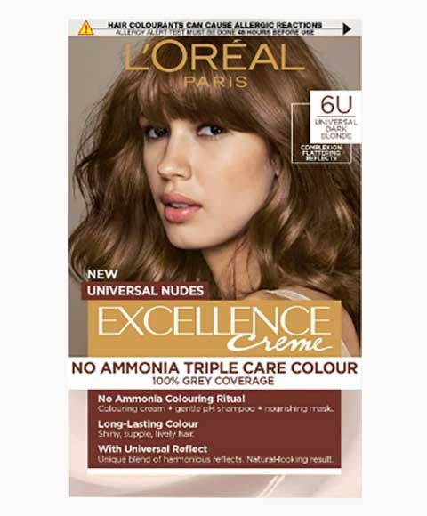 EXCELLENCE CREME NO AMMONIA TRIPLE CARE HAIR COLOUR 6U UNIVERSAL DARK BLONDE Hair Color Asetena Pa