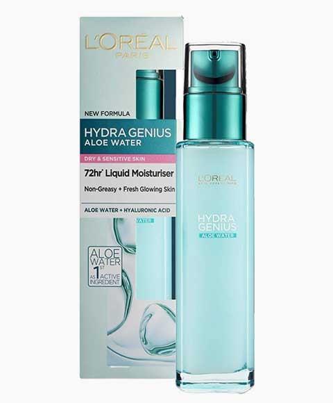 HYDRA GENIUS ALOE WATER 72H LIQUID MOISTURISER FOR DRY AND SENSITIVE SKIN 70 ml Skin Moisturizing Asetena Pa