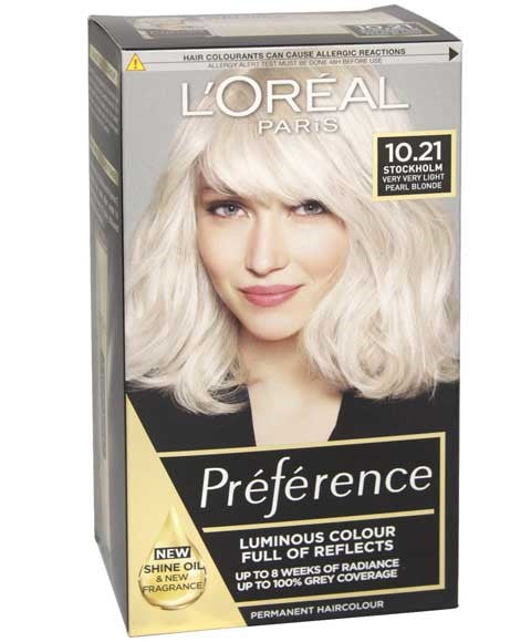 PREFERENCE INFINIA PERMANENT COLOR 10.21 STOCKHOLM Color Very Light Pearl Blonde Hair Color Asetena Pa