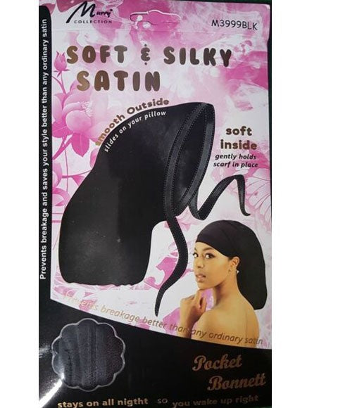 MURRY SOFT AND SILKY SATIN POCKET BONNETT M3999BLK Color M3999BLK Dreadlocks Products Asetena Pa