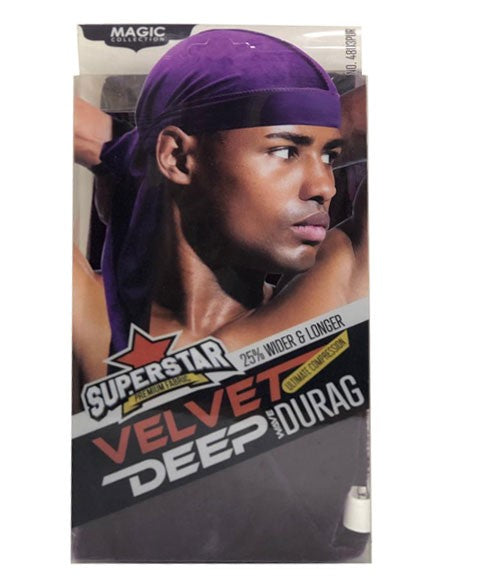 MAGIC COLLECTION SUPERSTAR VELVET DEEP WAVE DURAG 4803PUR Durags and Caps Asetena Pa