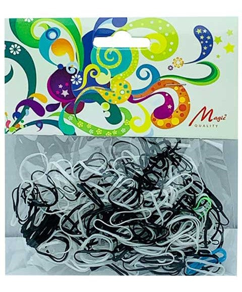 MAGIC QUALITY ELASTIC RUBBER BAND 332 BW Color Black White Kids Hair Accessories Asetena Pa