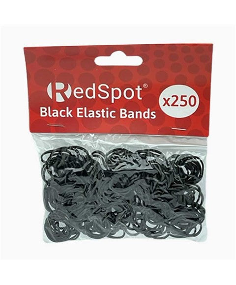 RED SPOT BLACK ELASTIC BANDS 250 pcs Kids Hair Accessories Asetena Pa