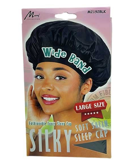 MURRY COLLECTION SILKY SOFT SATIN SLEEP CAP WIDE BAND Color M2192BLK Durags and Caps Asetena Pa